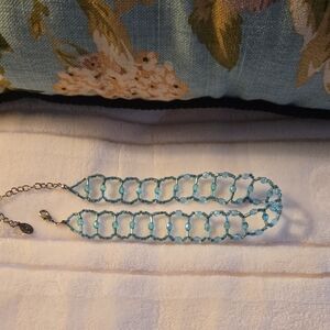 Delicate Aqua/Turquoise Beaded Choker Necklace